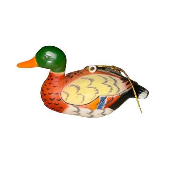 Vintage Mallard Duck Decoy Ornament Made in Hong Kong Male Hunting - Picture 2 of 6